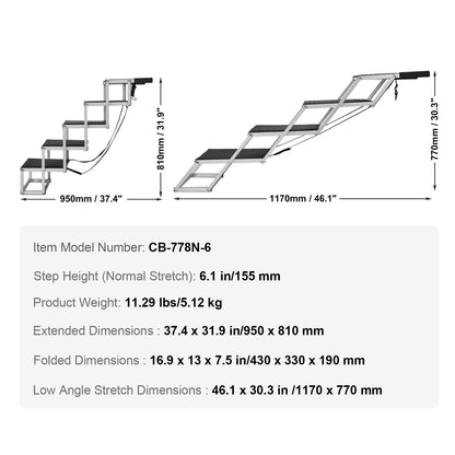 Dog Car Stair Steps, Portable Pet Steps