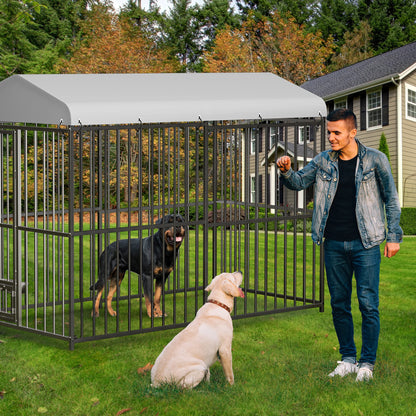 Outdoor Dog Kennel with Roof 8x4x6FT
