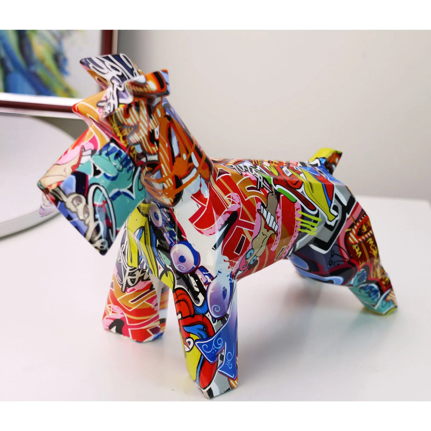 Nordic Painting Art Graffiti Schnauzer Statue