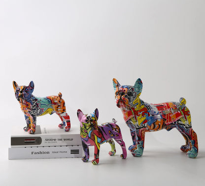 Nordic Art Painting Graffiti L/S French Bulldog Statue