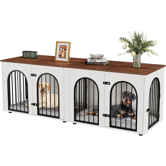 Dog Crate Furniture for 2 Dogs, 71" Dog Kennel
