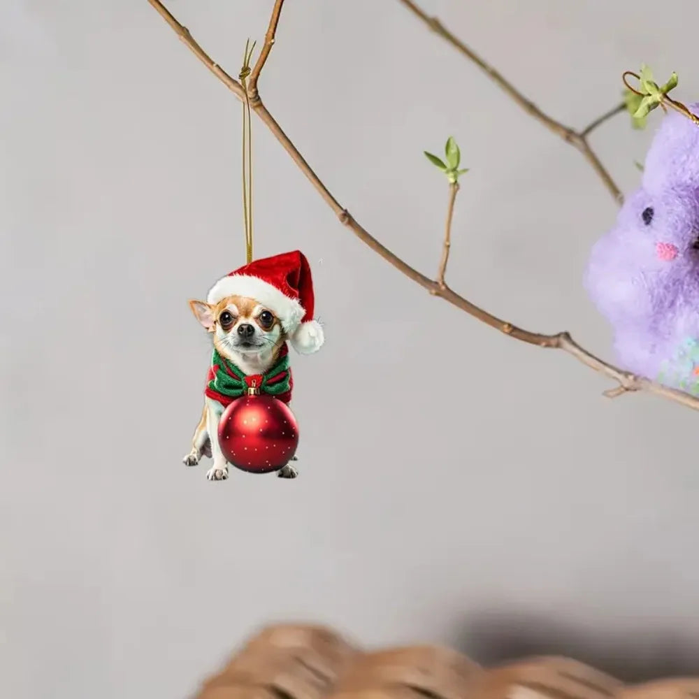 2D Chihuahua Christmas ornament