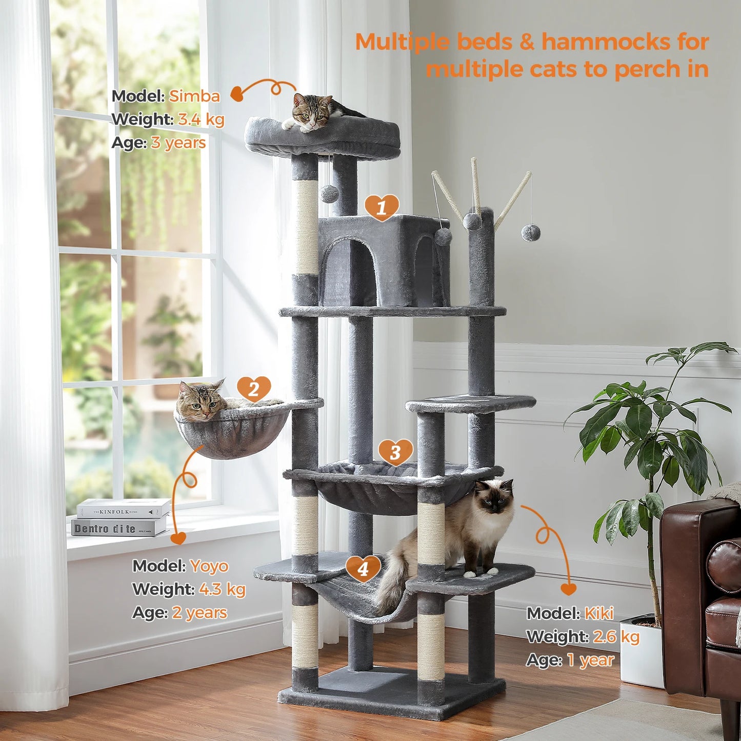 Large Cat Tree for Indoor Large Cats Scratching Post