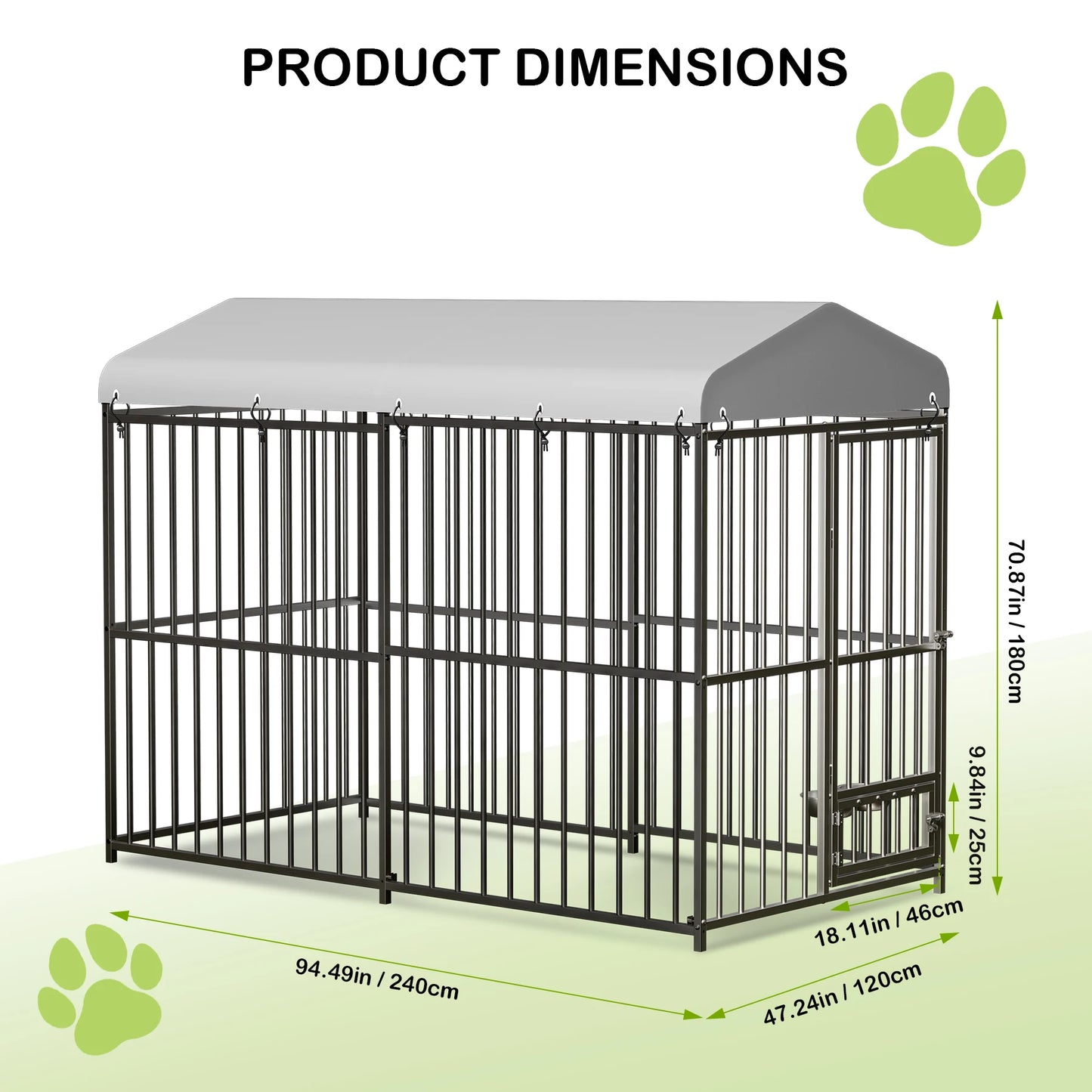 Outdoor Dog Kennel with Roof 8x4x6FT