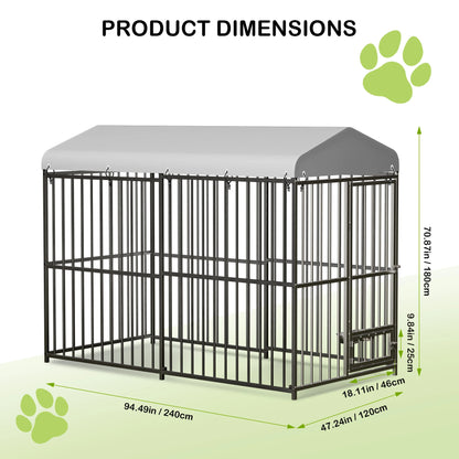 Outdoor Dog Kennel with Roof 8x4x6FT