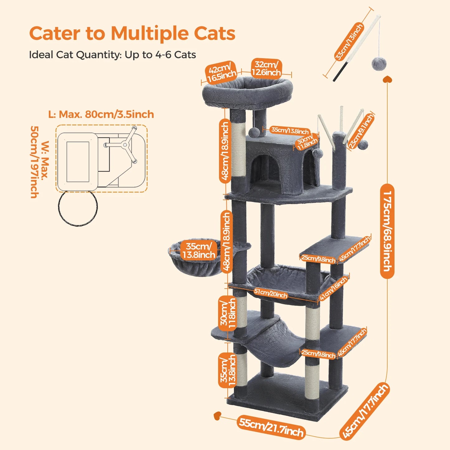 Large Cat Tree for Indoor Large Cats Scratching Post