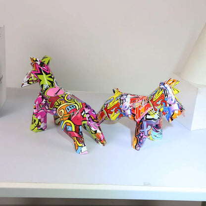 Nordic Painting Art Graffiti Schnauzer Statue