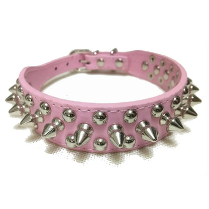 Adjustable Spiked Leather Pet Dog collar Neck Strap