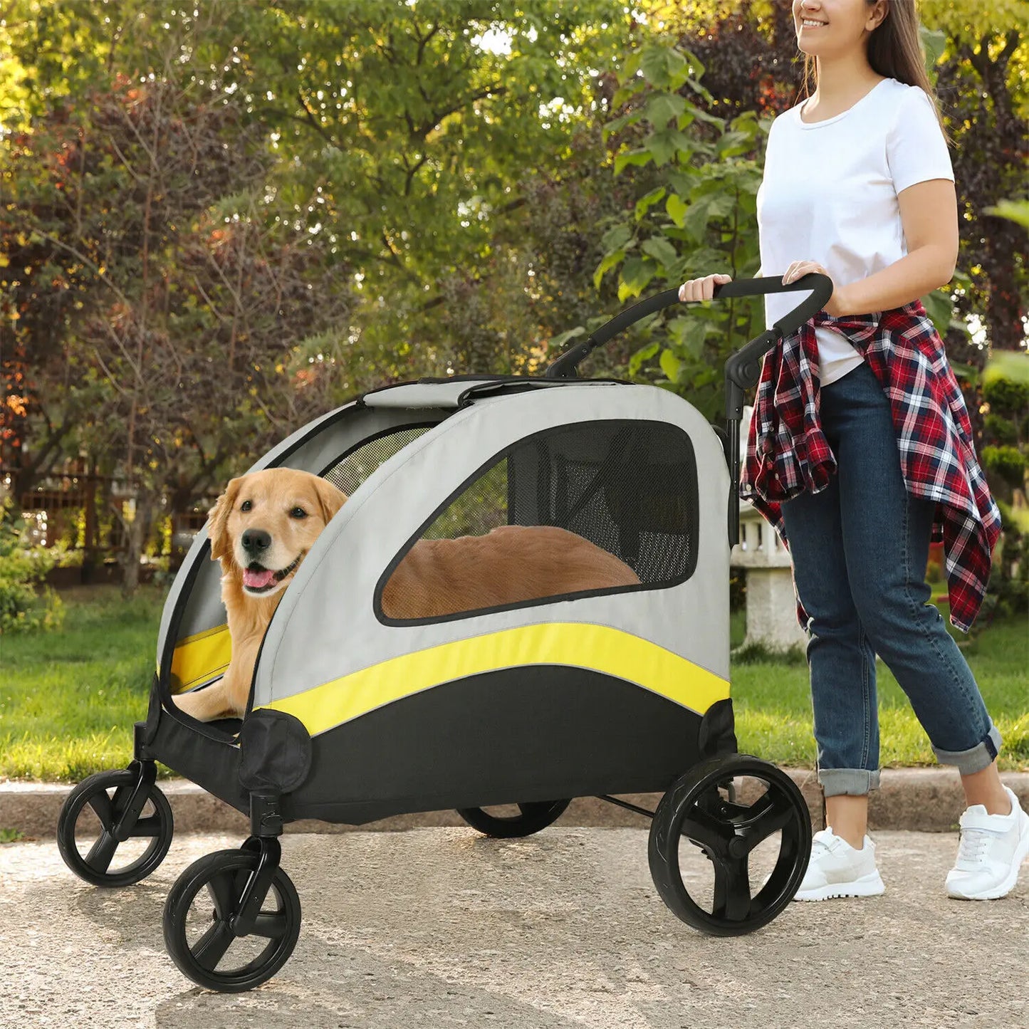 Heavy Duty Dog Stroller Foldable Pet Trolley
