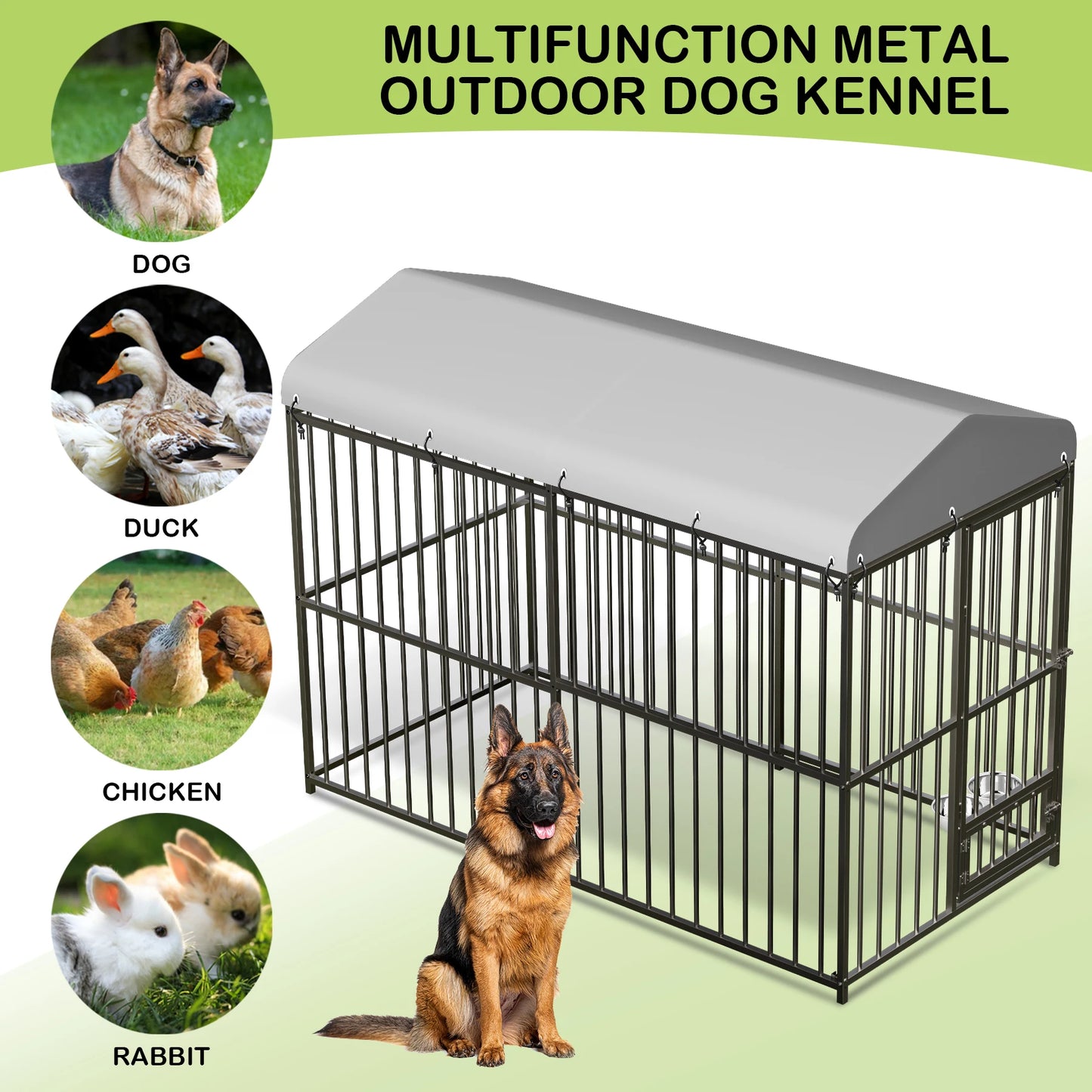 Outdoor Dog Kennel with Roof 8x4x6FT