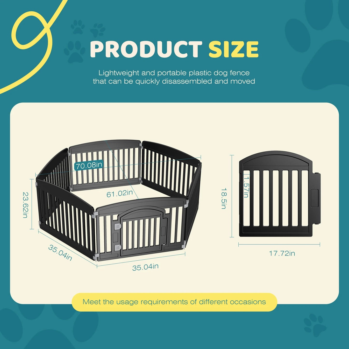 Plastic Dog Playpen, Pet Fence, Portable