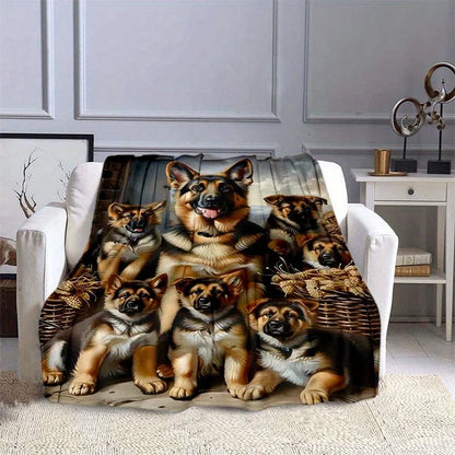 German Shepherd Dog Print Flannel Blanket