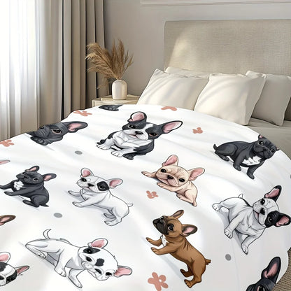 Cartoon French Bulldog Throw Blanket