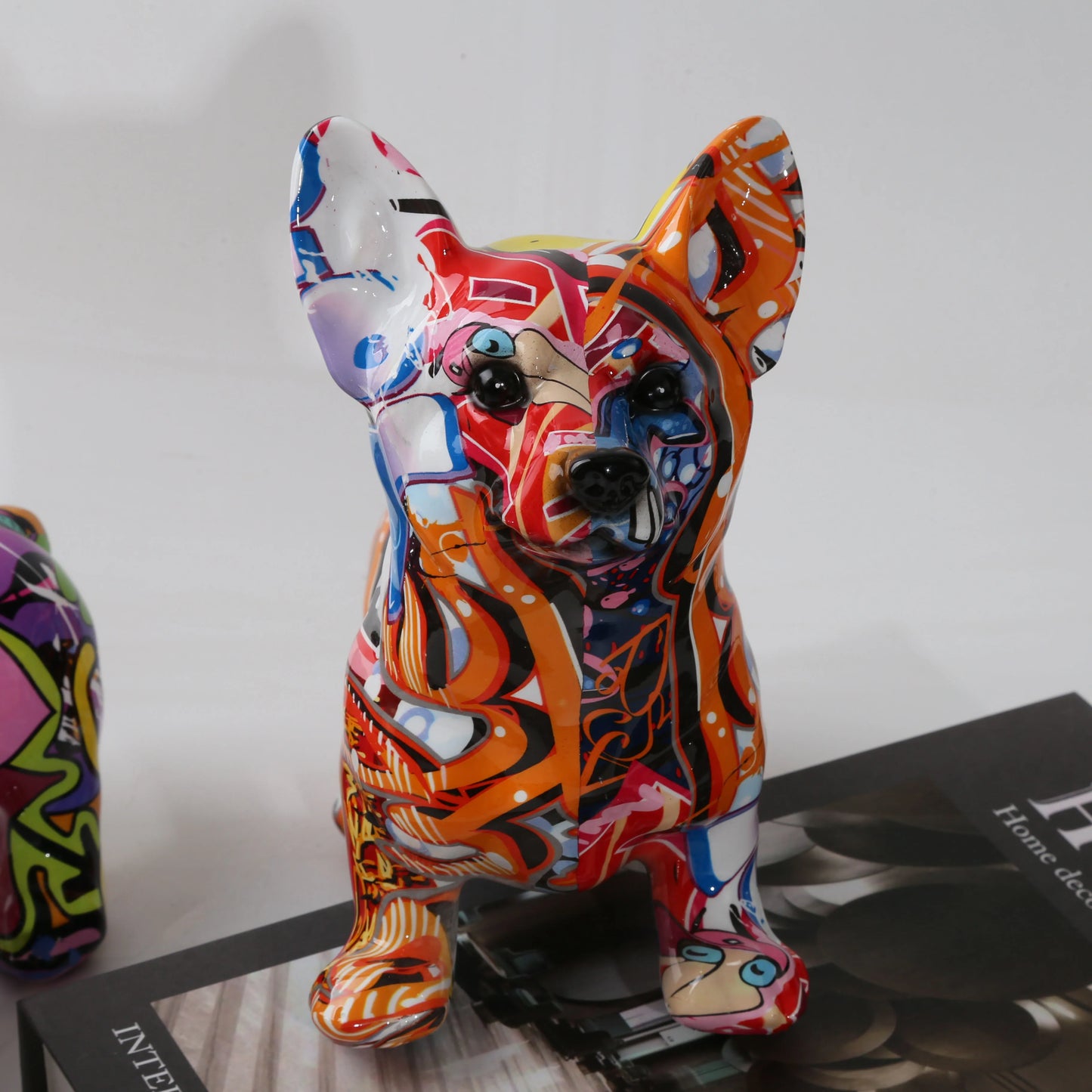 Nordic  Art, Painted Graffiti Corgi Dog Statue