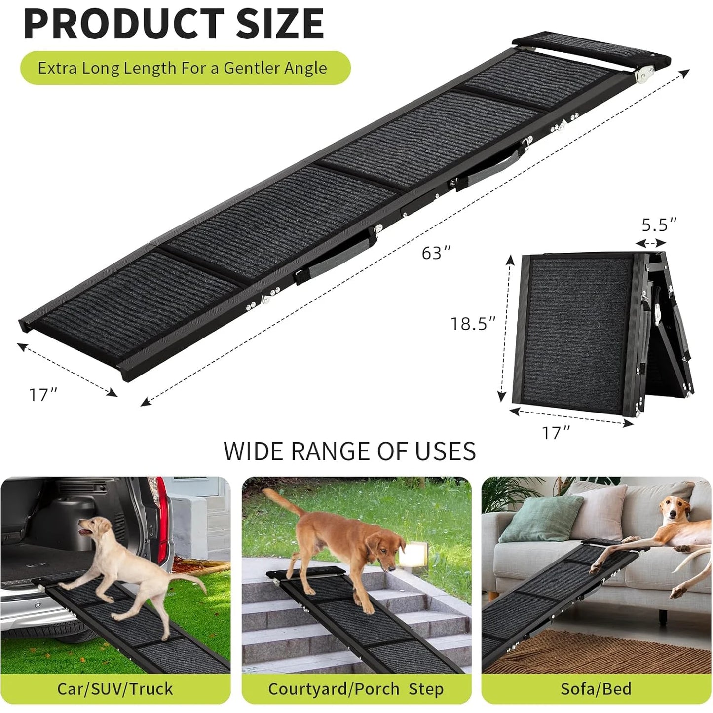 Upgraded Dog Ramp For Cars Folding Pet Ramp For Large Dogs