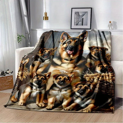 German Shepherd Dog Print Flannel Blanket