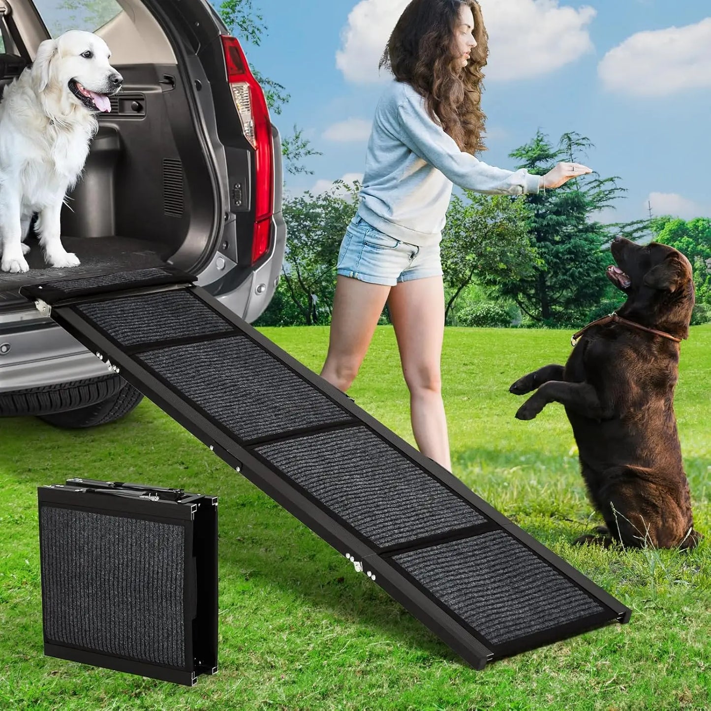 Upgraded Dog Ramp For Cars Folding Pet Ramp For Large Dogs