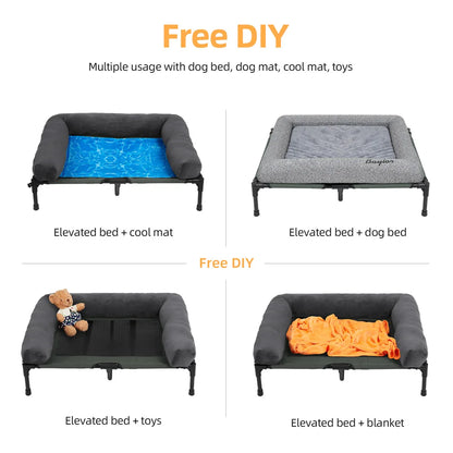 XXL XL Large Dog Bed Outdoor Raised Dog Bed with Cooling Breathable Mat