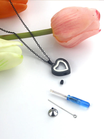 Glass Cremation Jewelry Necklace For Ashes Heart Memorial Lockets