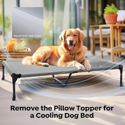 Cooling Elevated Dog Bed Add Removable Waterproof Bolster Cushion Mat,