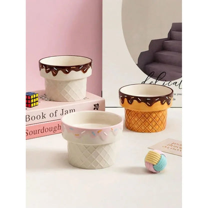 Elevated Dog Bowl For Neck Pain, Ice Cream Design