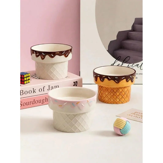 Elevated Dog Bowl For Neck Pain, Ice Cream Design