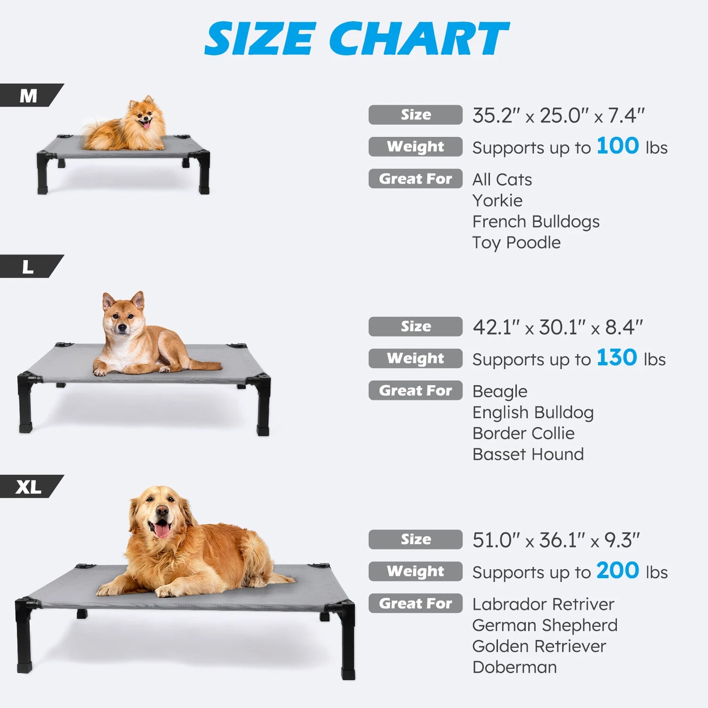 Elevated Dog Bed, Cooling Raised Pet Cot