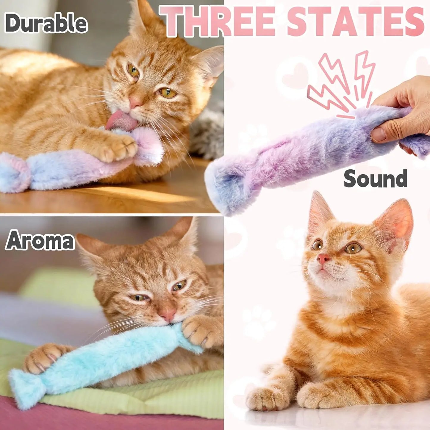 Candy-Shaped Catnip Toys with Crinkle Paper