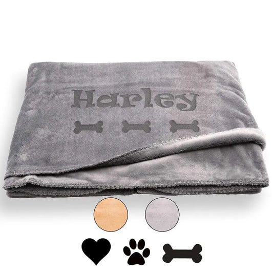 Personalized Dog Blanket Gray or Beige Extra Large