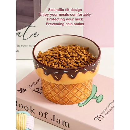 Elevated Dog Bowl For Neck Pain, Ice Cream Design