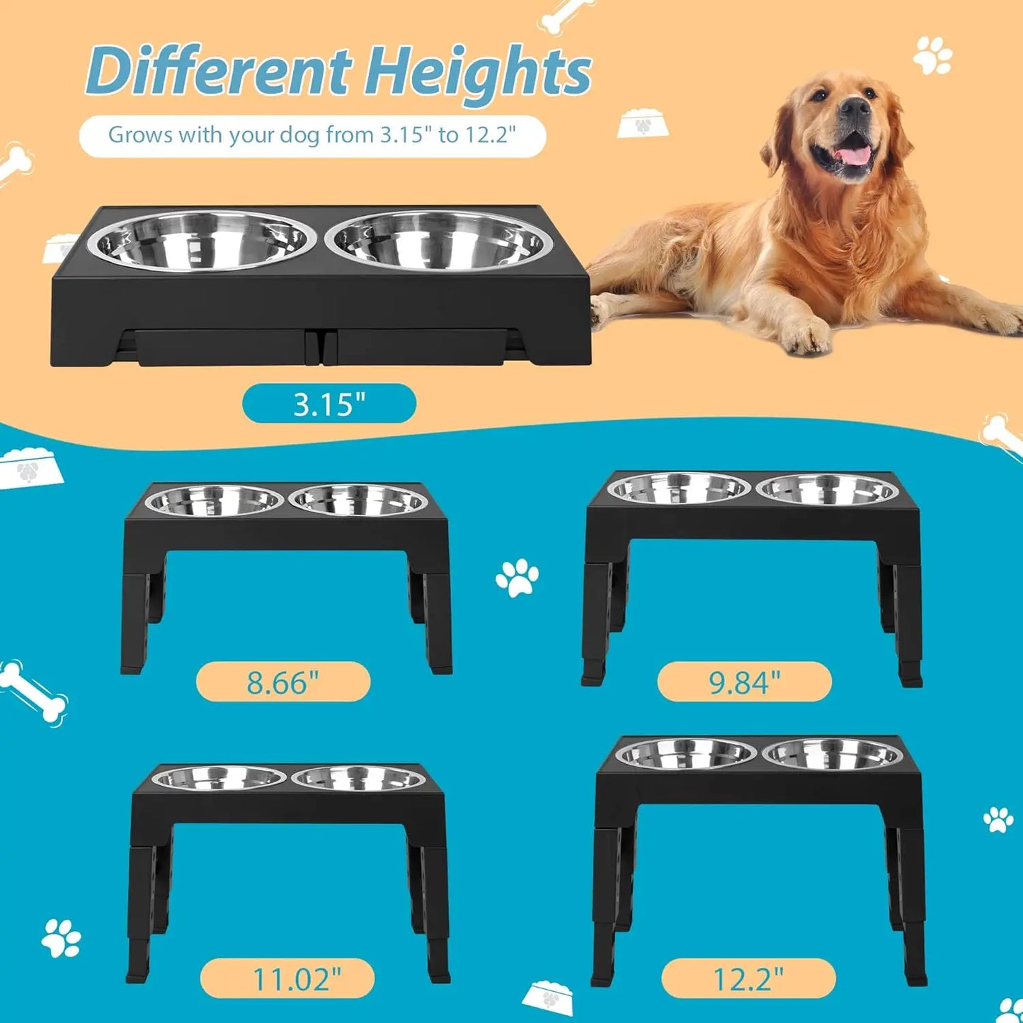 Adjustable Elevated Dog Bowls