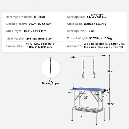 Pet Grooming Table Two Arms w/ Clamp