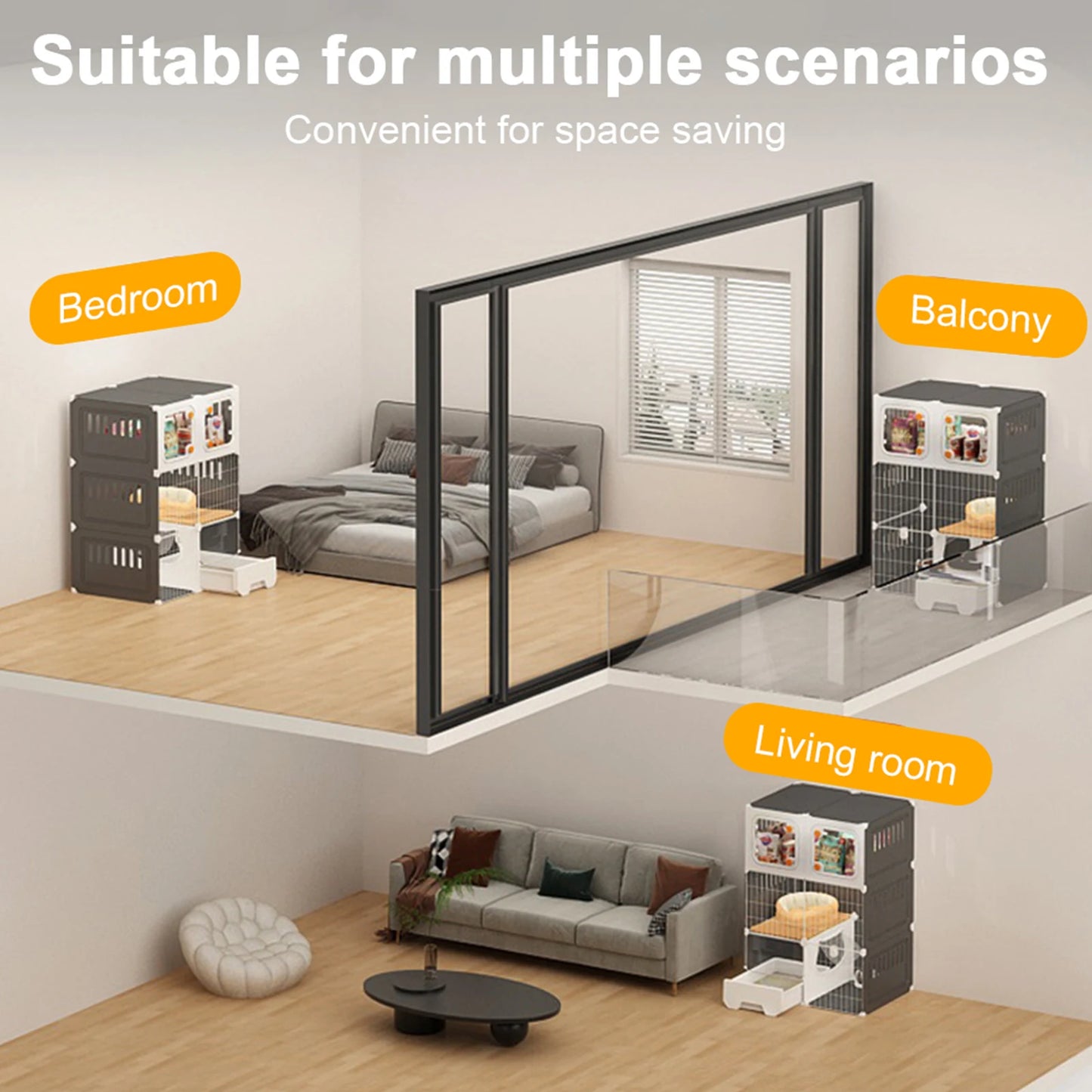 Household Indoor Catio with Cat Bed