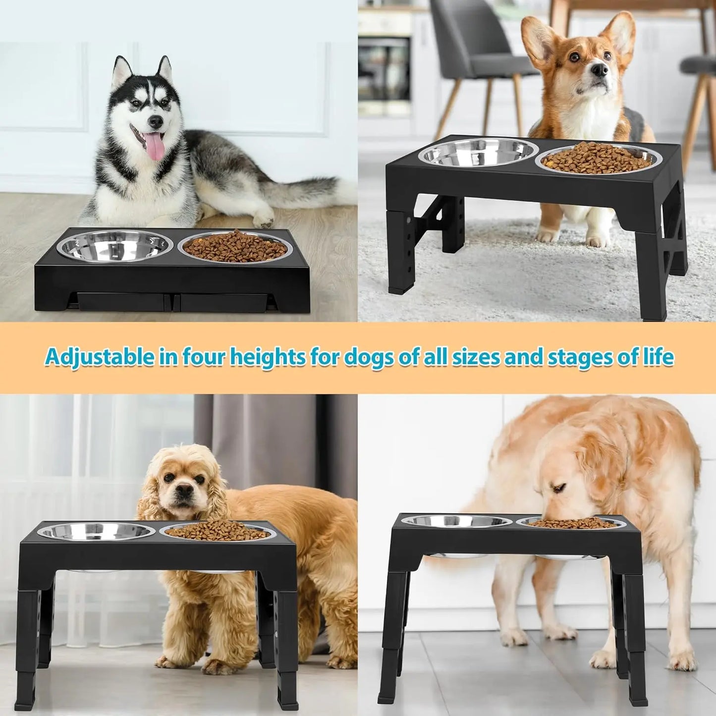 Adjustable Elevated Dog Bowls