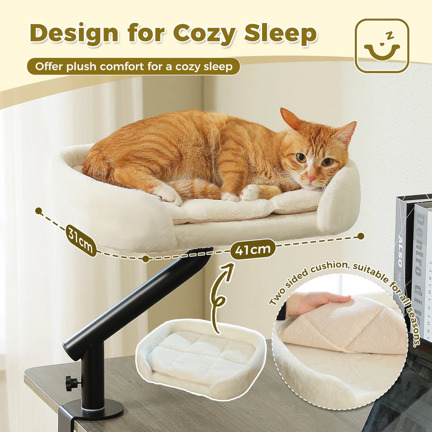 Cat Desk Bed, 360° Rotatable Bed Stand