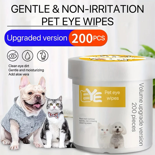 200pcs Pet Eye Wet Wipes, Eyes Wipes For Dogs & Cats