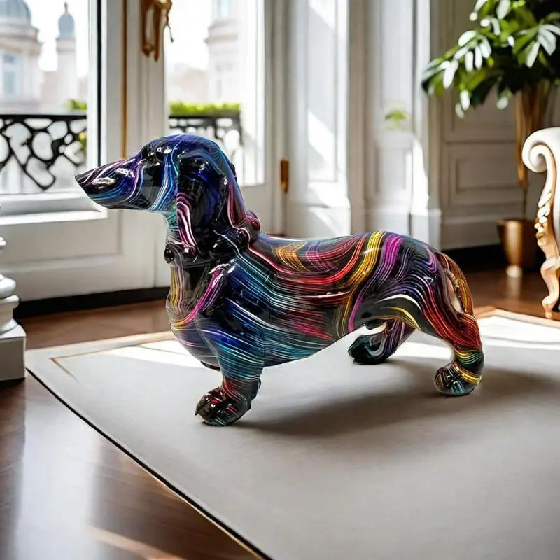 Creative Graffiti Dachshund Dog Statue