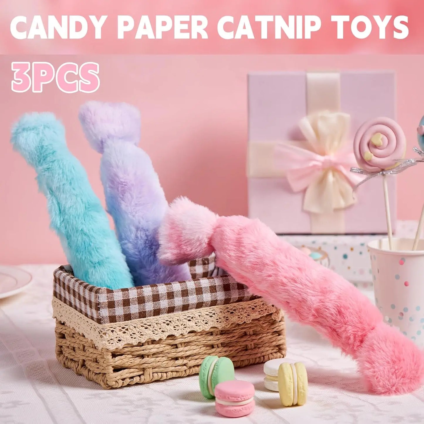 Candy-Shaped Catnip Toys with Crinkle Paper