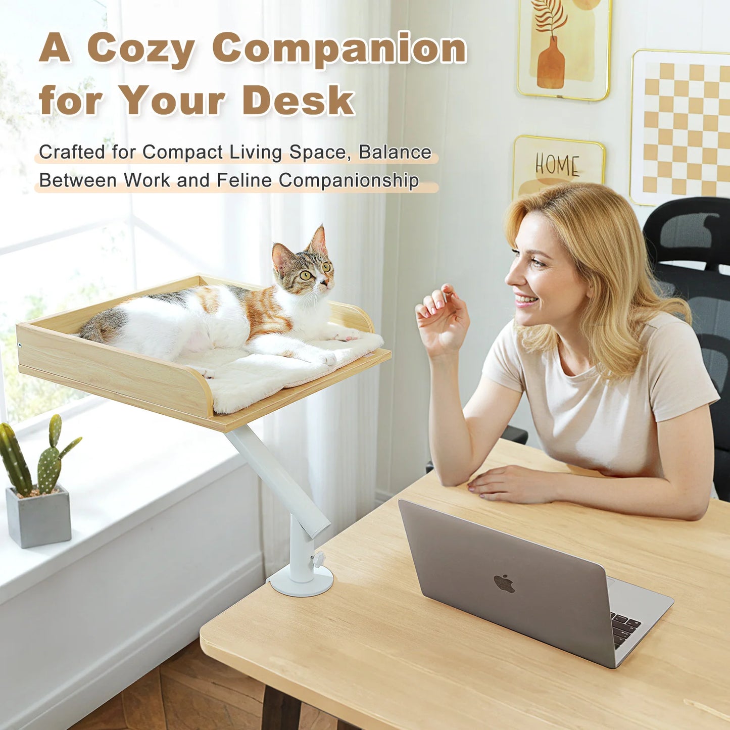 Cat Desk Bed, 360° Rotatable Bed Stand