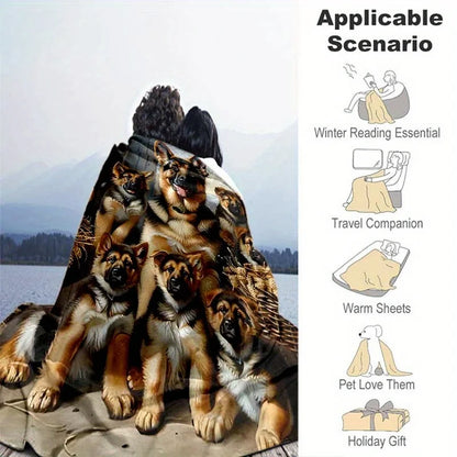German Shepherd Dog Print Flannel Blanket