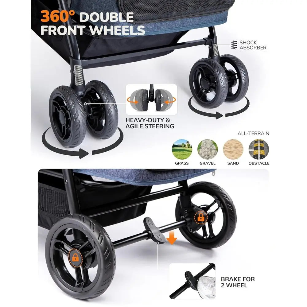 Pet Stroller for Dogs, Suitable for 2 Small Dogs