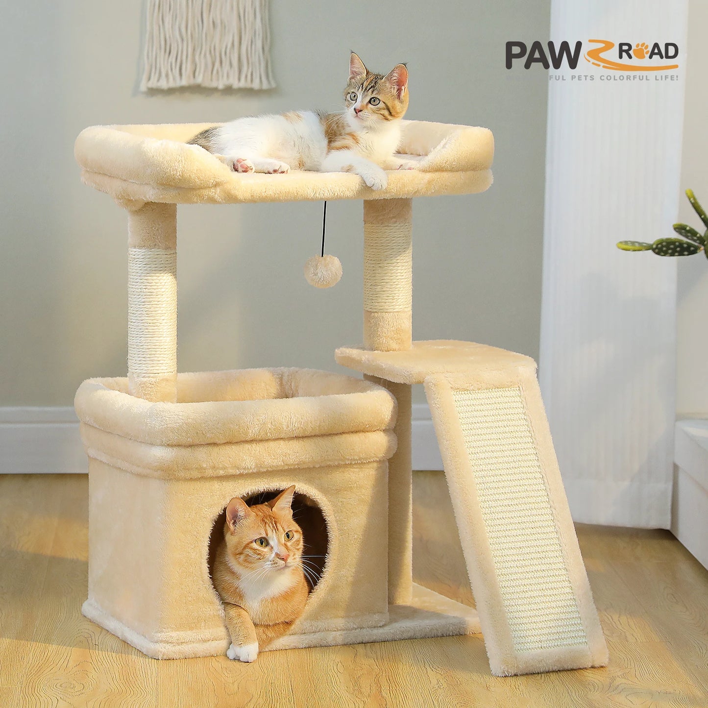 Indoor Cat Tower with Sisal Scratching Post