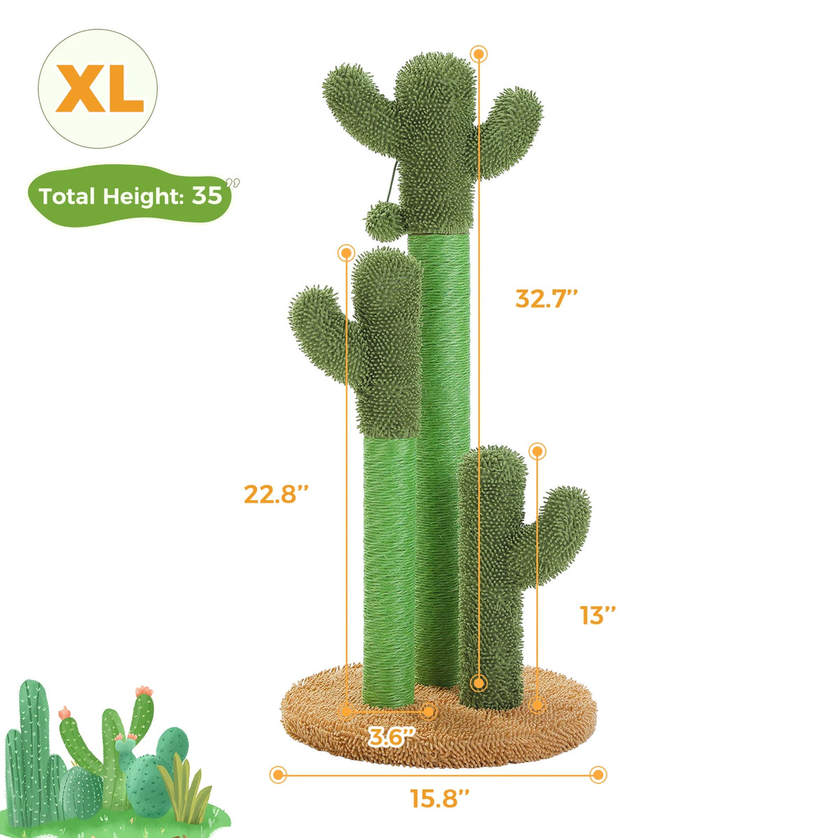 Cactus Cat Tree with Large Condo, Hammock