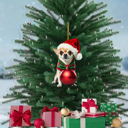 2D Chihuahua Christmas ornament