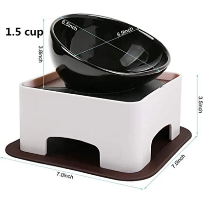 Ceramic Bulldog Dog Feeding - Tilted Pet Feeder