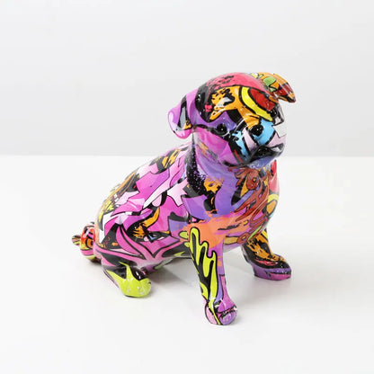 Graffiti Simple Creative Pug Painted Statue