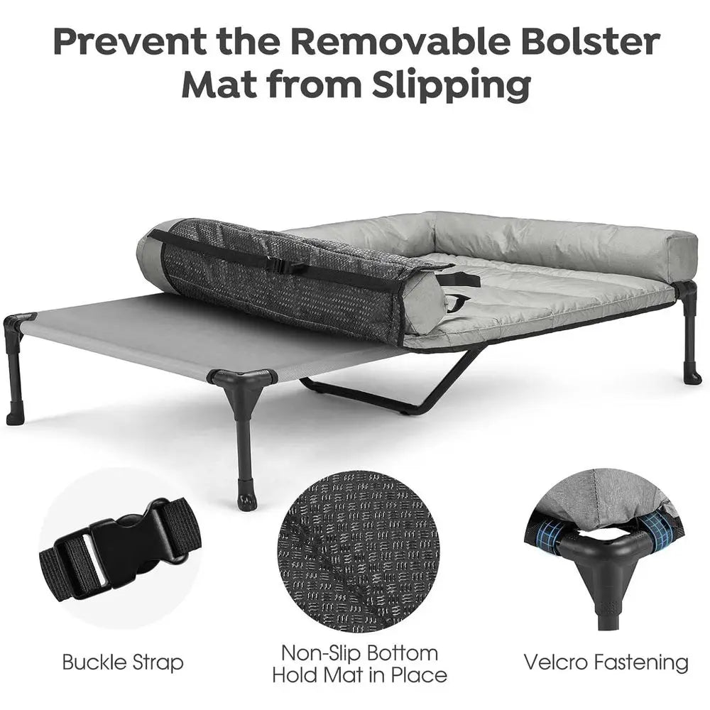 Cooling Elevated Dog Bed Add Removable Waterproof Bolster Cushion Mat,