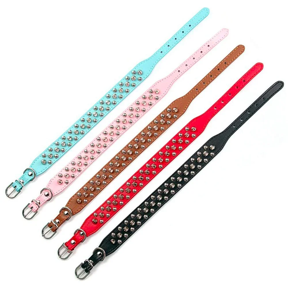 Adjustable Spiked Leather Pet Dog collar Neck Strap