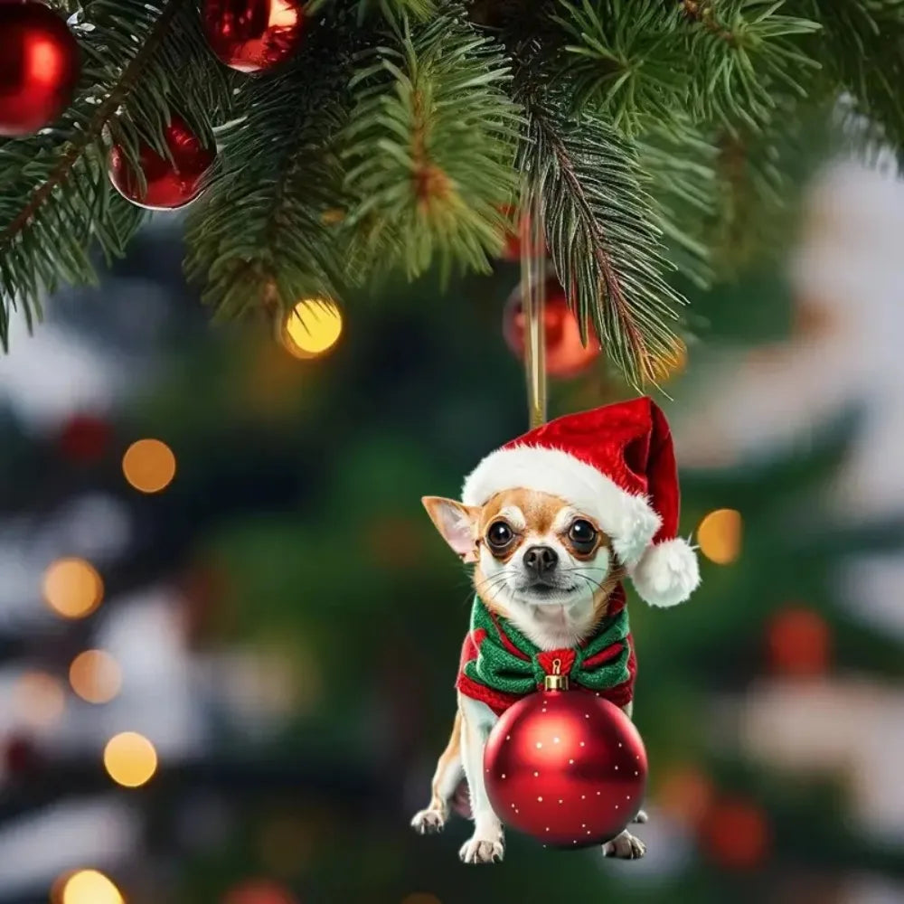 2D Chihuahua Christmas ornament