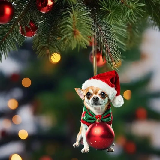 2D Chihuahua Christmas ornament